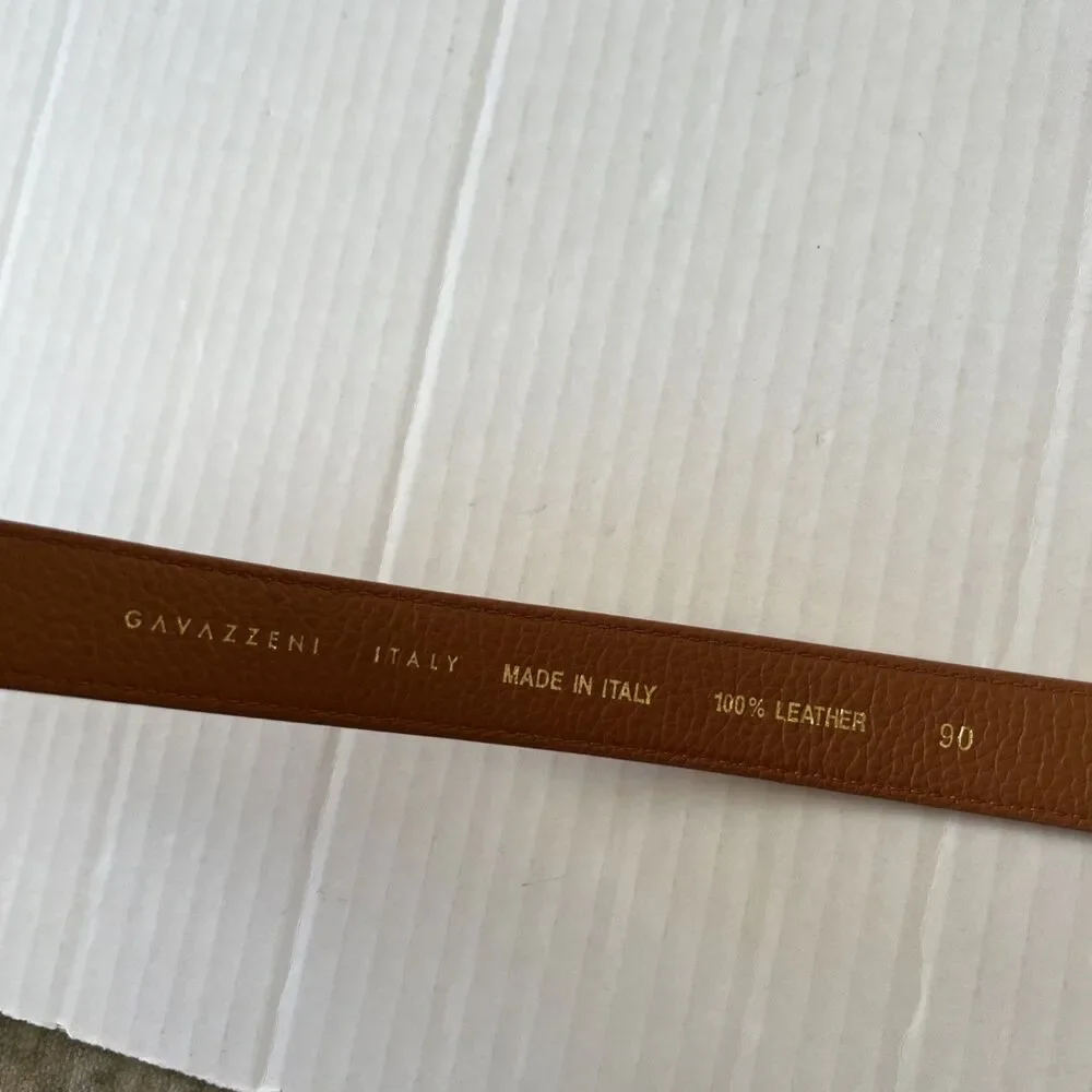 Veronica Beard/GAVAZZENI Leather Belt 90/M Lavanda Tan Brown Made in Italy NWT